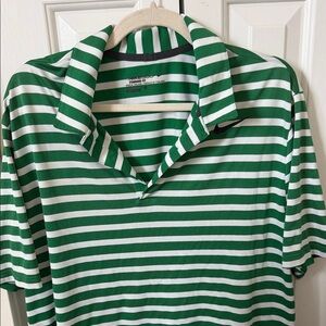 Nike Striped Green and White Polo